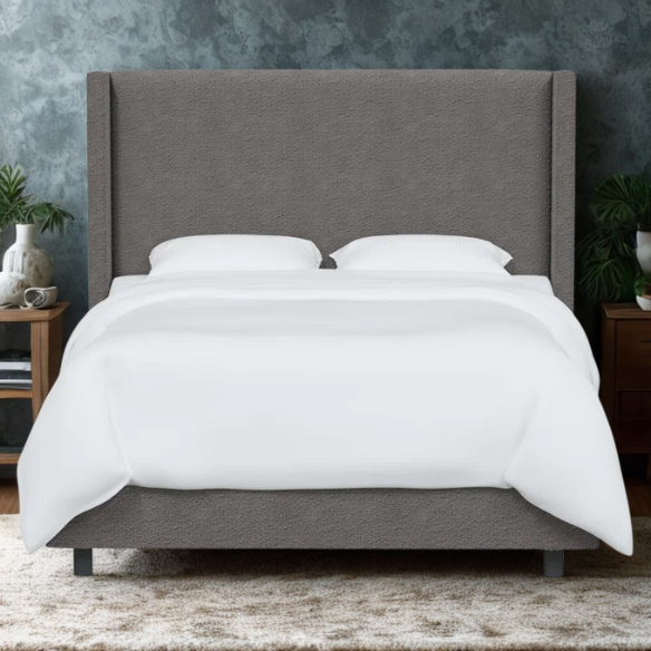 Cozy and Sleek Modern Queen Size Upholstered Wingback Bed