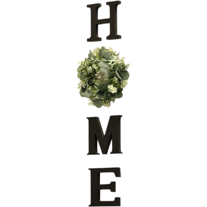 Farmhouse Wall Decor – Versatile 'Home' Logo with Wreath Hangers for Easy Display – Horizontal, Vertical, or Desktop Mounting Options