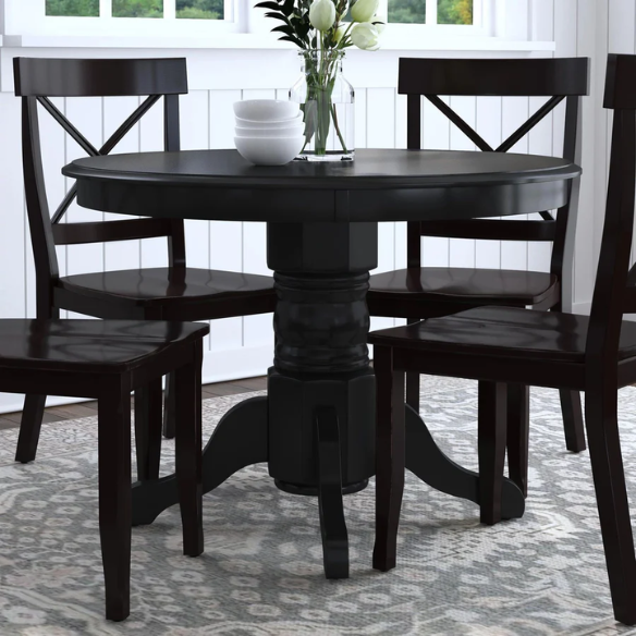 42" Round Pedestal Dining Table – Solid Hardwood Construction, Versatile Design, Seats 4