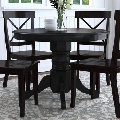 42" Round Pedestal Dining Table – Solid Hardwood Construction, Versatile Design, Seats 4