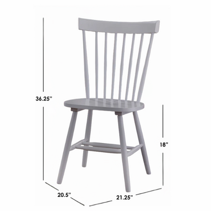 Farmhouse Spindle Back Dining Chairs – Set of 2, Solid Rubberwood