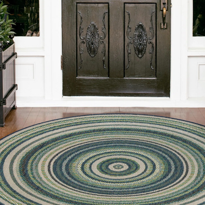Coastal-Inspired Geometric Rug – Fade & Stain-Resistant,Ivory,Green,Blue Pattern, Ideal for Indoor/Outdoor Use