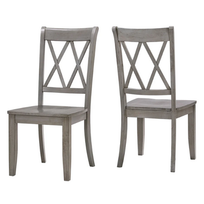 Farmhouse X-Back Solid Wood Dining Chairs (Set of 2) – Rustic Kitchen or Dining Room Seating