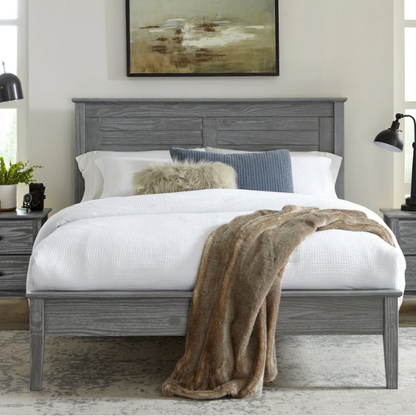 Brushed Wooden Full Double Size Bed and Bedroom Set – Elegant Design with Sturdy Construction and Rustic Charm