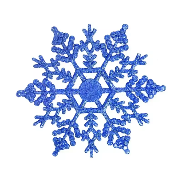 Blue Glitter Snowflake Christmas Ornaments – Whimsical Holiday Décor Set (12 Pieces)
