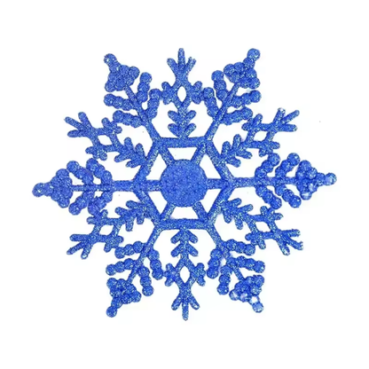 Blue Glitter Snowflake Christmas Ornaments – Whimsical Holiday Décor Set (12 Pieces)