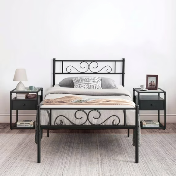 Style Black Metal 3-Piece Twin Bedroom Set – Modern & Durable Design