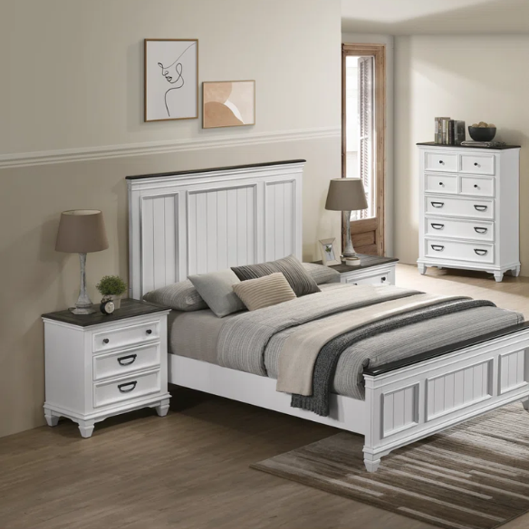 Solid Wood 6-Piece Storage Bedroom Collection – Rustic Charm with Headboard Storage, USB Charging Station, and Durable New Zealand Pine Construction