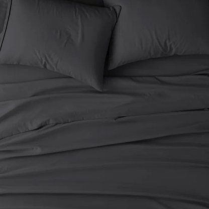 Black Deep Pocket Microfiber Sheet Set – 4-Piece Soft, Wrinkle-Free Bedding with Pillowcases