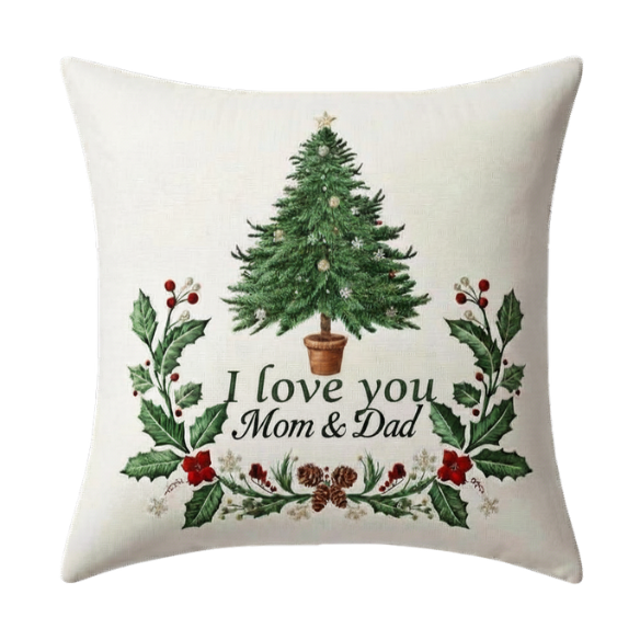 Off-White Christmas Throw Pillow with 