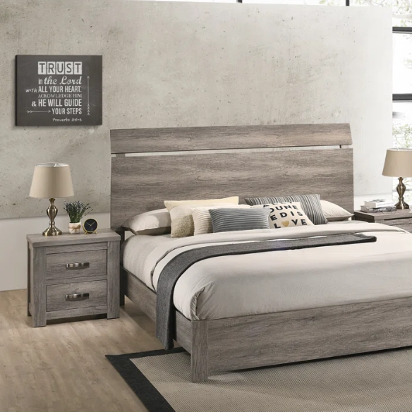 Standard Charming Weathered Grey 5-Piece Queen Bedroom Set in Solid Wood – Elegant, Durable, and Timeless
