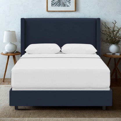 Cozy and Sleek Modern Queen Size Upholstered Wingback Bed