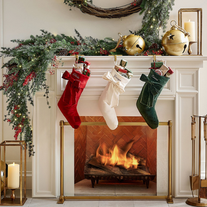 Red Velvet Christmas Stocking with Bow – Luxury Cotton Velvet Holiday Décor