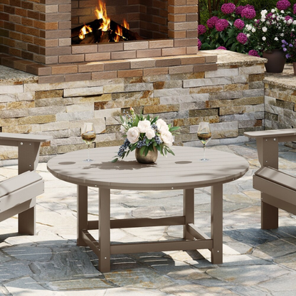Outdoor Conversation Table – Stylish, Weather-Resistant Recycled Plastic Table with Slat-Style Top for Patios and Gardens