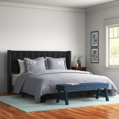 Queen Size Upholstered Low Profile Bed with Glamorous Button Tufted Foundation – Elegant and Timeless Design