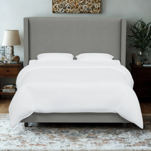 Cozy and Sleek Modern Queen Size Upholstered Wingback Bed