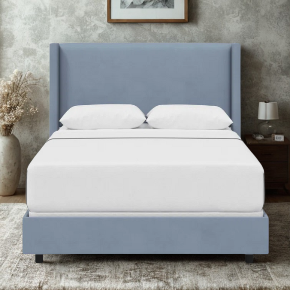 Cozy and Sleek Modern Queen Size Upholstered Wingback Bed