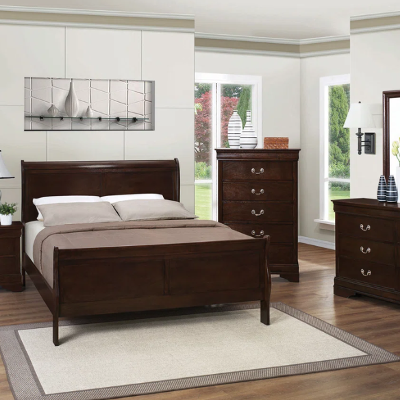 5-Piece Queen Bedroom Set with Brown Dovetail Construction and Timeless Design