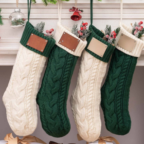 Knitted Christmas Stocking with Ribbed Cuff – Classic Design