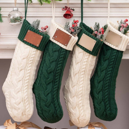Knitted Christmas Stocking with Ribbed Cuff – Classic Design