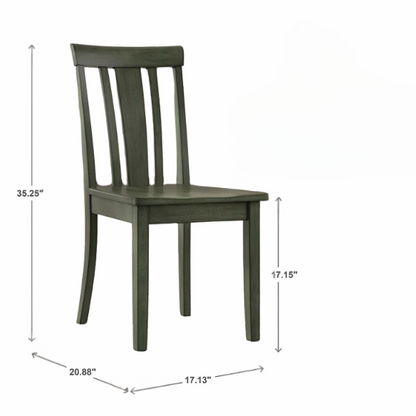 Set of 2 Farmhouse Slat Back Wooden Dining Side Chairs – Solid Wood, Rustic Kitchen or Dining Room Seating