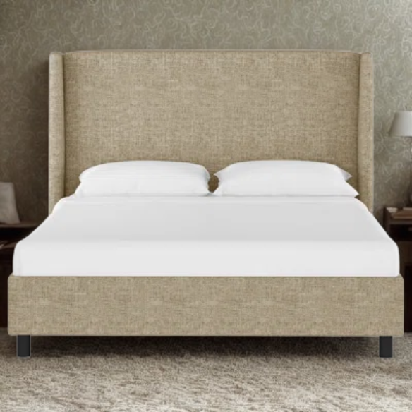 Cozy and Sleek Modern Queen Size Upholstered Wingback Bed