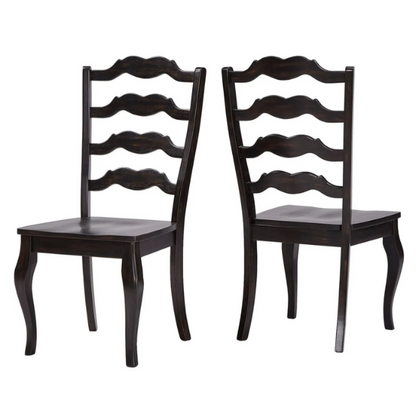 Rustic Ladder Back Solid Wood Dining Chairs (Set of 2) – Farmhouse Style Kitchen or Dining Room Seating