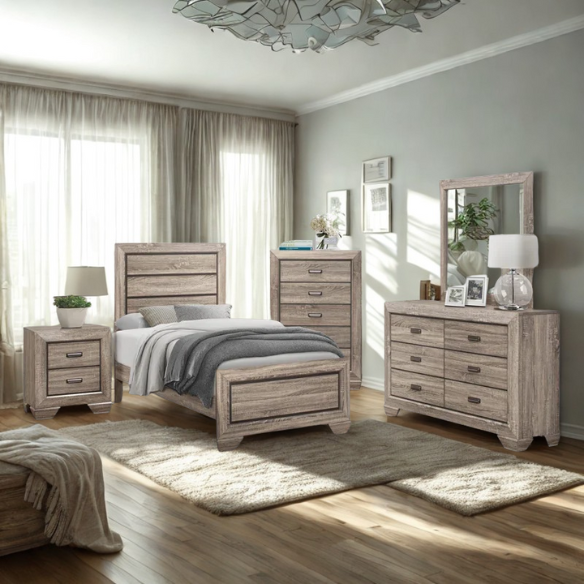 Luxurious Rustic Twin 4-Piece Solid Wood Bedroom Set: Timeless Style Meets Comfort
