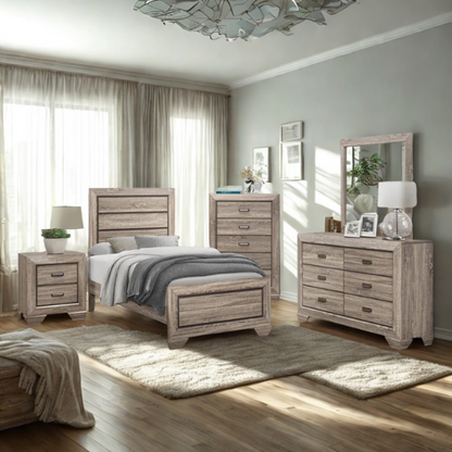 Luxurious Rustic Twin 4-Piece Solid Wood Bedroom Set: Timeless Style Meets Comfort