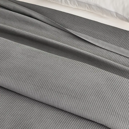 Cotton Waffle Weave Bed Blanket – Grey | All-Season Breathable Layer