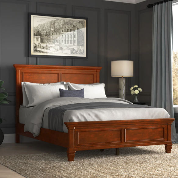 Classic King Size Solid Wood Platform Bed with Timeless Design and Sturdy Construction
