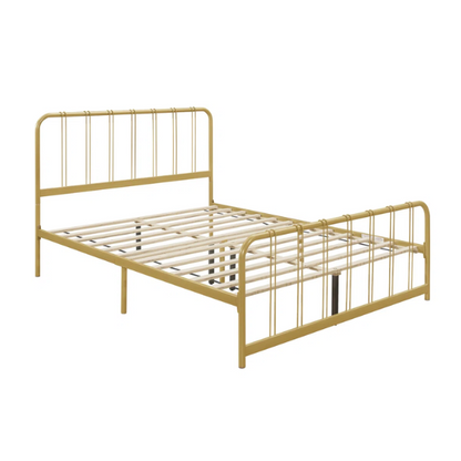 King Size Metal Slat Bed – Modern Minimalist Design with Kiln-Dried Wood Slats for Box Spring-Free Convenience and Versatile Style