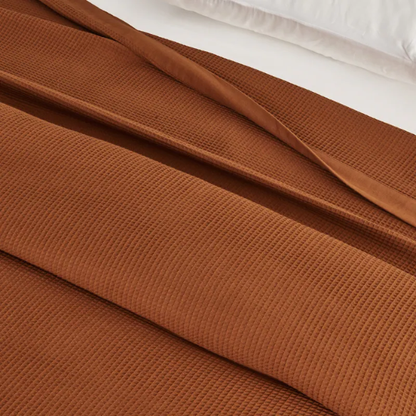 Cotton Waffle Weave Bed Blanket – Terracotta | All-Season Breathable Layer
