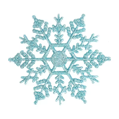 Light Blue Glitter Snowflake Christmas Ornaments – Whimsical Holiday Décor Set (12 Pieces)