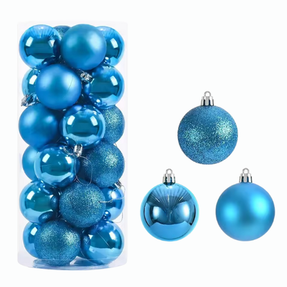 Blue Christmas Ball Ornaments – 24-Piece Set, Shatterproof Holiday Decorations (Available in 3 cm, 4 cm, and 6 cm)