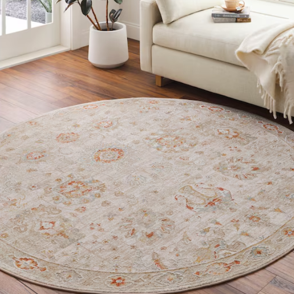 Elegant Oriental Rug – Stain-Resistant, High-Low Pile, Machine Woven with Fringed Detailing