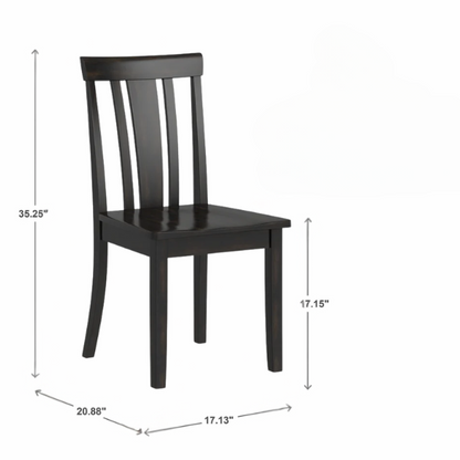 Set of 2 Farmhouse Slat Back Wooden Dining Side Chairs – Solid Wood, Rustic Kitchen or Dining Room Seating