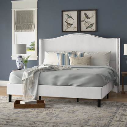 Luxurious Velvet Upholstered Metal Platform Bed – Full/Double Size with Sleek & Stylish Design