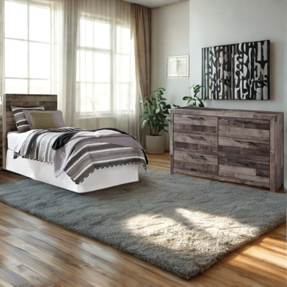 Luxurious Rustic Twin 2-Piece Dresser Set with Striking Black Accents: Elevate Your Bedroom Style