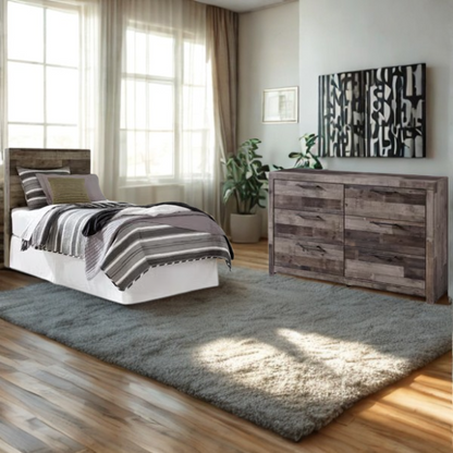 Luxurious Rustic Twin 2-Piece Dresser Set with Striking Black Accents: Elevate Your Bedroom Style