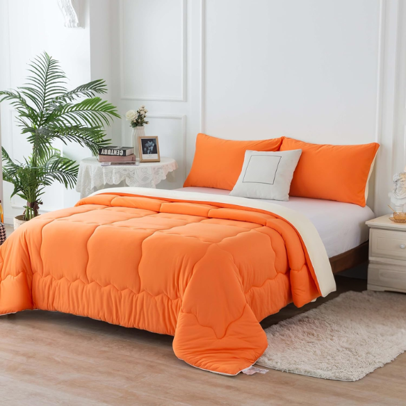 Reversible Ultra-Soft Comforter Set – Jersey Knit, Breathable, and Fluffy with Lightweight Down Alternative & Matching Pillowcase