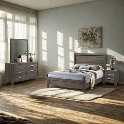 Stylish Dark Grey Wooden 5-Piece Full Double Size Bedroom Set – Modern Design with Sturdy Construction and Sophisticated Finishes