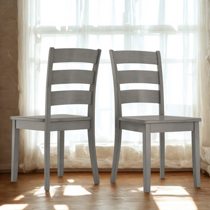 Farmhouse Ladder Back Dining Chairs – Set of 2 | Solid Wood, Distressed Finish