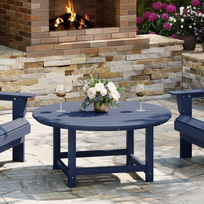 Outdoor Conversation Table – Stylish, Weather-Resistant Recycled Plastic Table with Slat-Style Top for Patios and Gardens