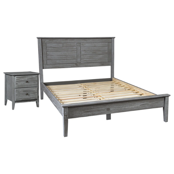 Brushed Wooden Full Double Size Bed and Bedroom Set – Elegant Design with Sturdy Construction and Rustic Charm