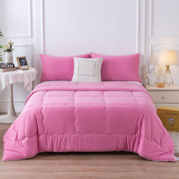 Ultra-Soft Comforter Set – Jersey Knit, Breathable, and Fluffy with Lightweight Down Alternative & Matching Pillowcase