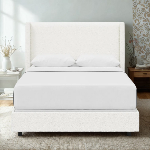 Cozy and Sleek Modern Queen Size Upholstered Wingback Bed
