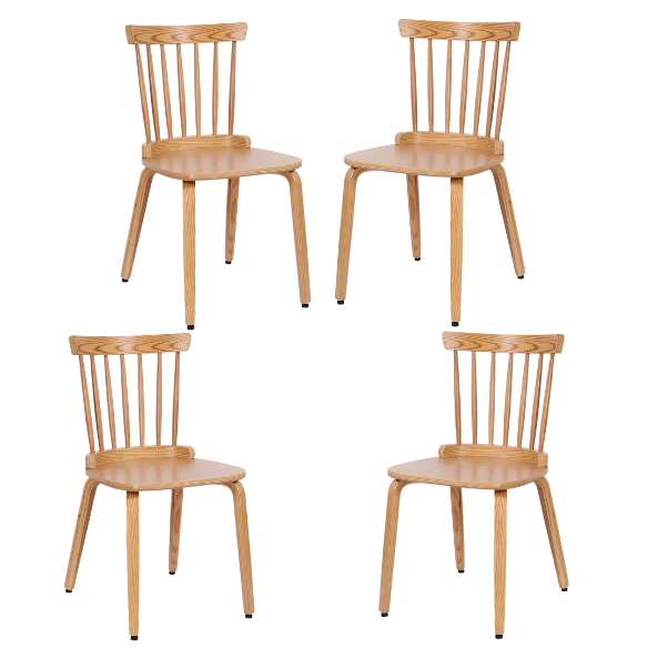 Solid Wood Slat Back Windsor Dining Chairs (Set of 2) – Sturdy, Eco-Friendly Construction with Ergonomic Backrest & Adjustable Foot Pads