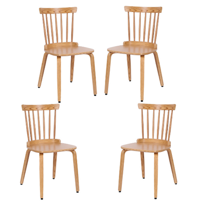 Solid Wood Slat Back Windsor Dining Chairs (Set of 2) – Sturdy, Eco-Friendly Construction with Ergonomic Backrest & Adjustable Foot Pads