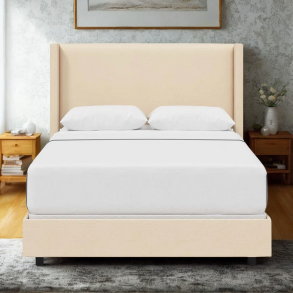 Cozy and Sleek Modern Queen Size Upholstered Wingback Bed